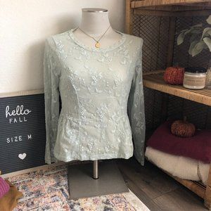 Delicate Mint Green Lace Blouse